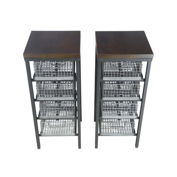 Altered Antiques - Pair of Industrial Steel Frame 4 Drawer Storage Units