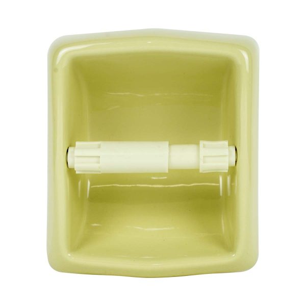 Bathroom - Mid Century Yellow Ceramic Recessed Toilet Paper Holder