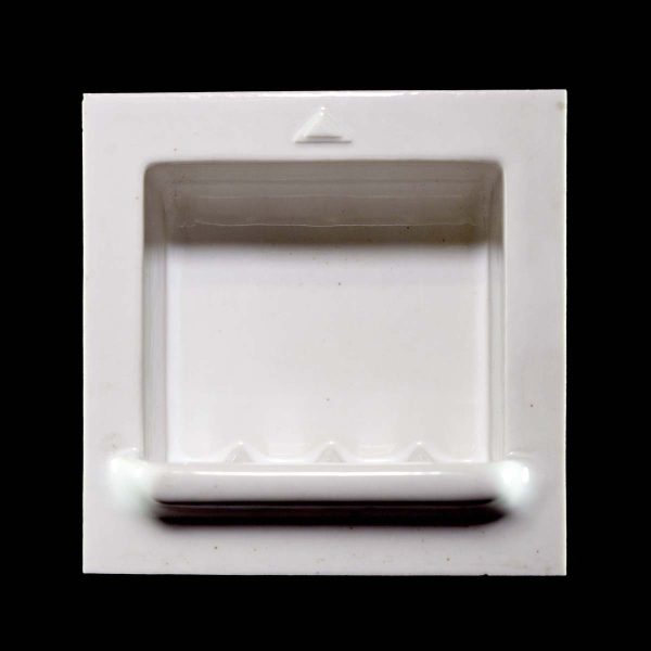 Bathroom - Vintage Reclaimed White Ceramic Recessed Soap Dish