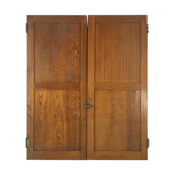 Cabinet Doors - Vintage Cypress Cupboard Double Doors with Brass Hardware
