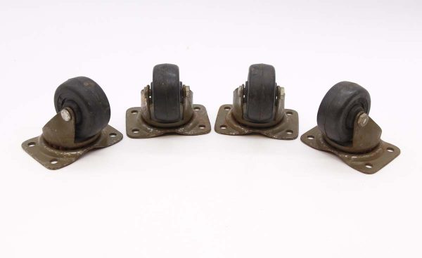 Casters - Set of 4 Vintage Steel & Rubber Wheel Casters
