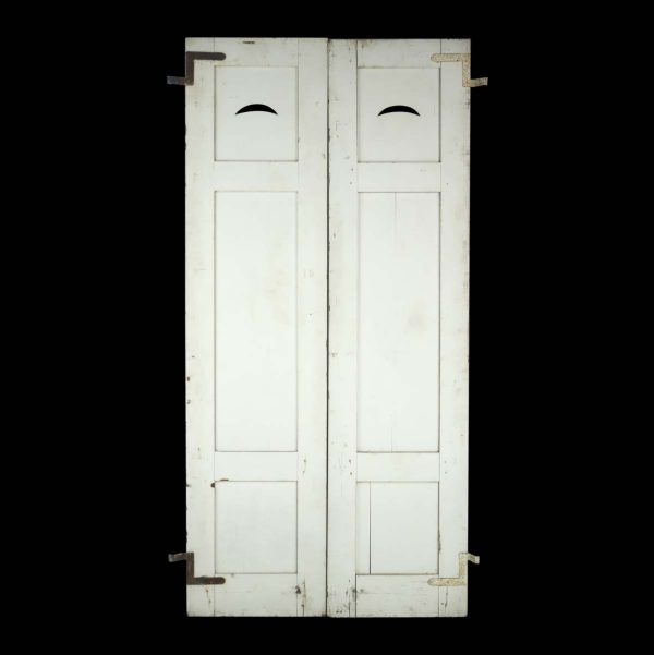 Commercial Doors - Vintage 3 Pane White Pine Swinging Kitchen Doors 73.875 x 35.75