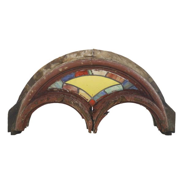 Exterior Materials - Antique Arched Stained Glass 55.5 in. Door Transom