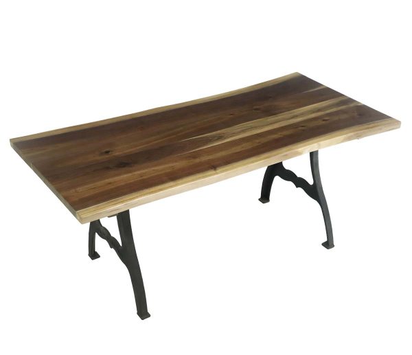 Farm Tables - Handcrafted 6 ft Walnut Live Edge NY Iron Leg Dining Table