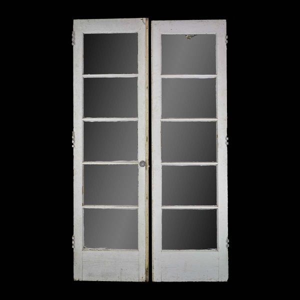 French Doors - Reclaimed White 5 Lite French Double Doors 83.125 x 59.8