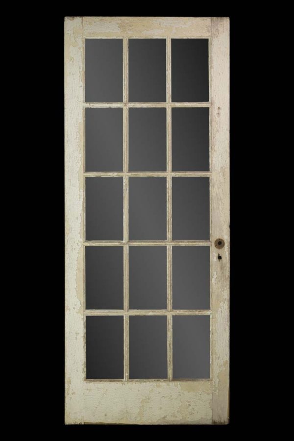 French Doors - Vintage Beveled 15 Pane French Pine Door 81.25 x 33.5