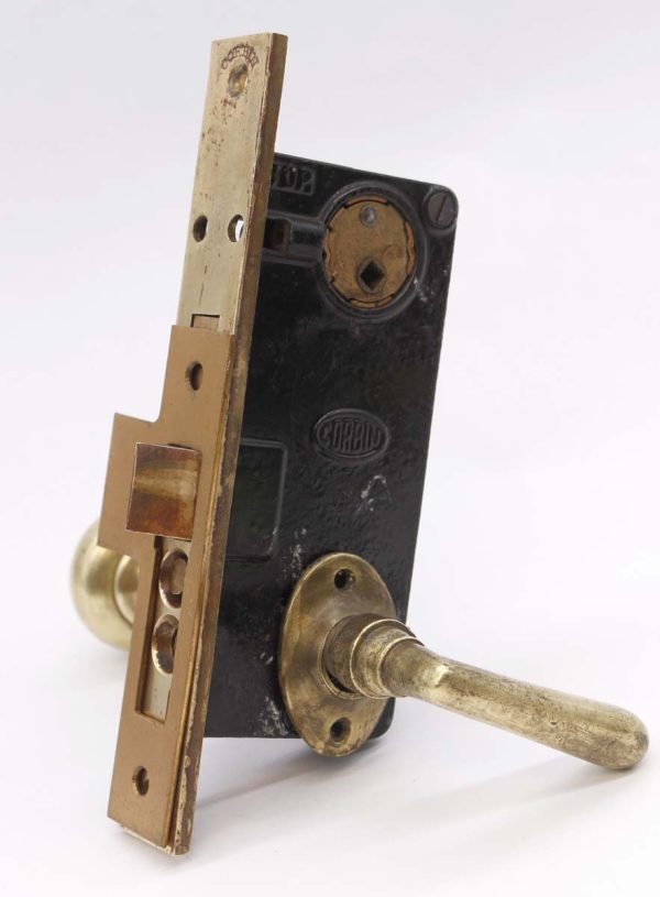 Levers - Antique Corbin Brass Door Knob and Lever Set with Mortise Lock