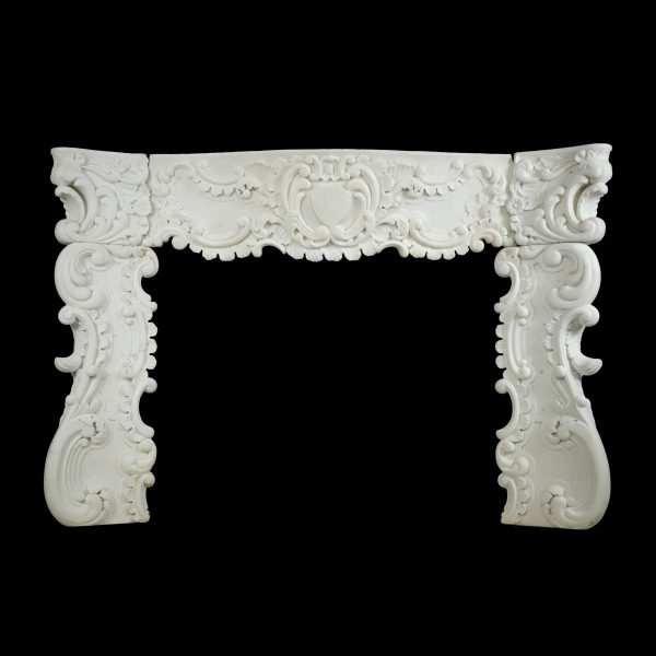Marble Mantel - Rococo Statuary Marble White Mantel with Elegant Carvings