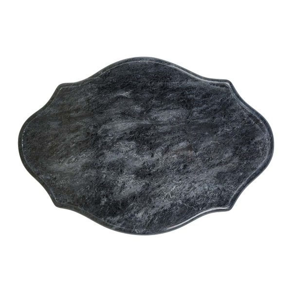 Marble Slabs - 26 in. Aesthetic Shaped Black Gray Colored Marble Tabletop