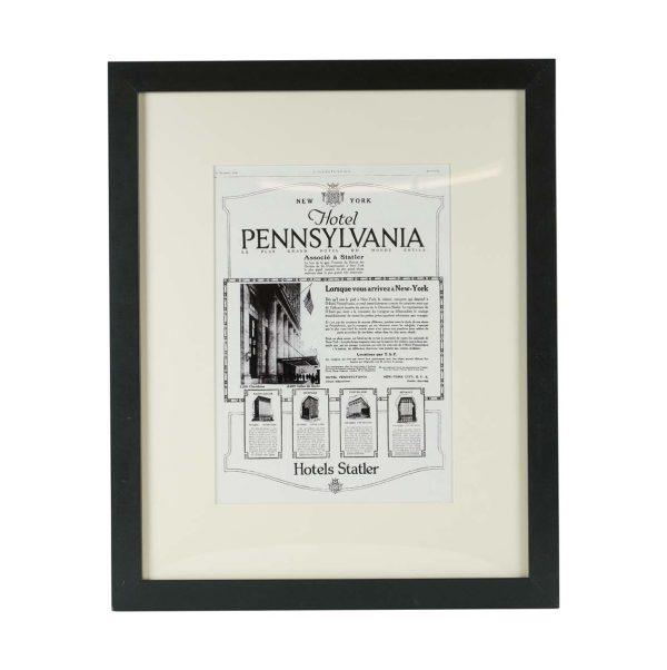 Other Wall Art  - 1920 Framed French The Hotel Pennsylvania Advertisement