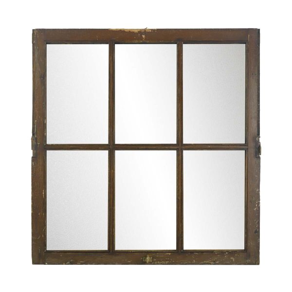 Reclaimed Windows - Vintage 6 Pane Pebbled Glass Reclaimed Window 36 x 34.75 - Q280532