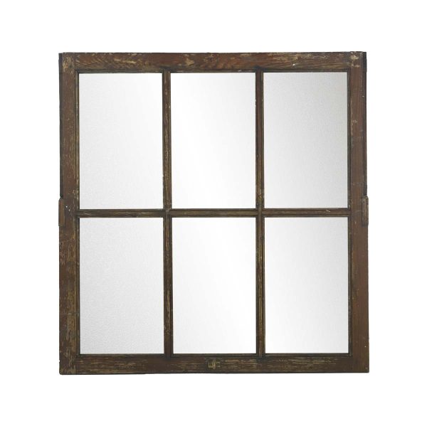 Reclaimed Windows - Vintage 6 Pane Pebbled Glass Reclaimed Window 36 x 34.75 - Q280533