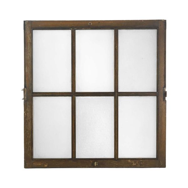 Reclaimed Windows - Vintage 6 Pane Pebbled Glass Reclaimed Window 36 x 34.75 - Q280535