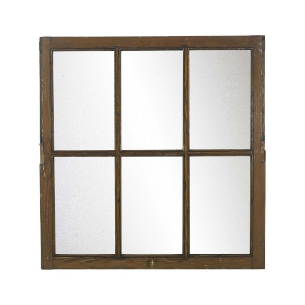 Reclaimed Windows - Vintage 6 Pane Pebbled Glass Reclaimed Window 36 x 34.75 - Q280536