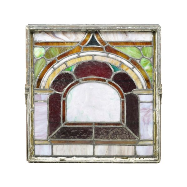 Stained Glass - Reclaimed 24 in. Square Leaded Stained Glass Window