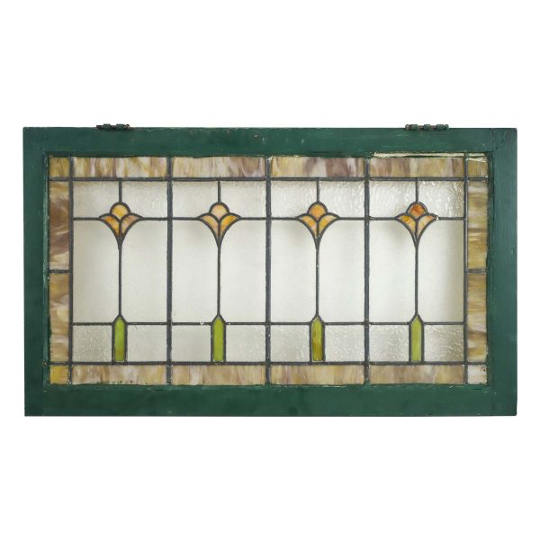 Stained Glass - Reclaimed Tulip Stained Glass Green Wood Window