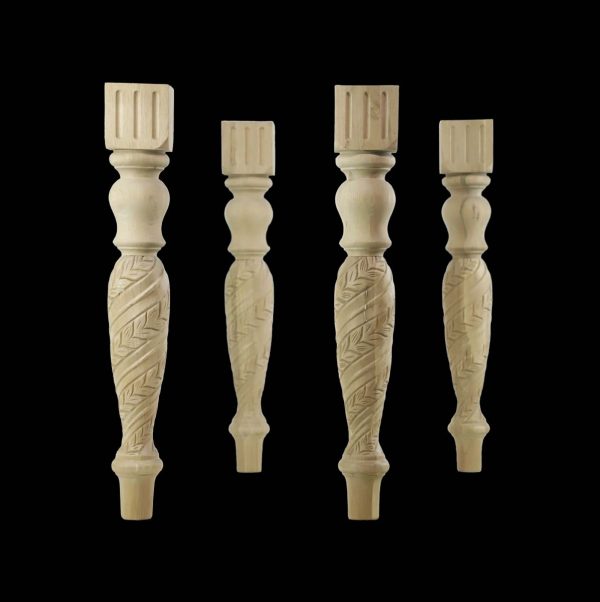 Table Bases - Set of 4 Machine Carved Wooden Table Legs