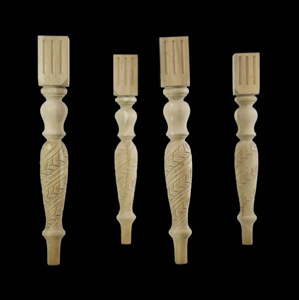 Table Bases - Set of 4 Small Machine Carved Wooden Table Legs
