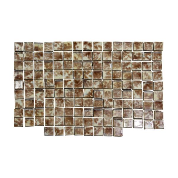 Wall Tiles - Antique Mottled Brown & White 2.125 in. Square Fireplace Wall Tile Set