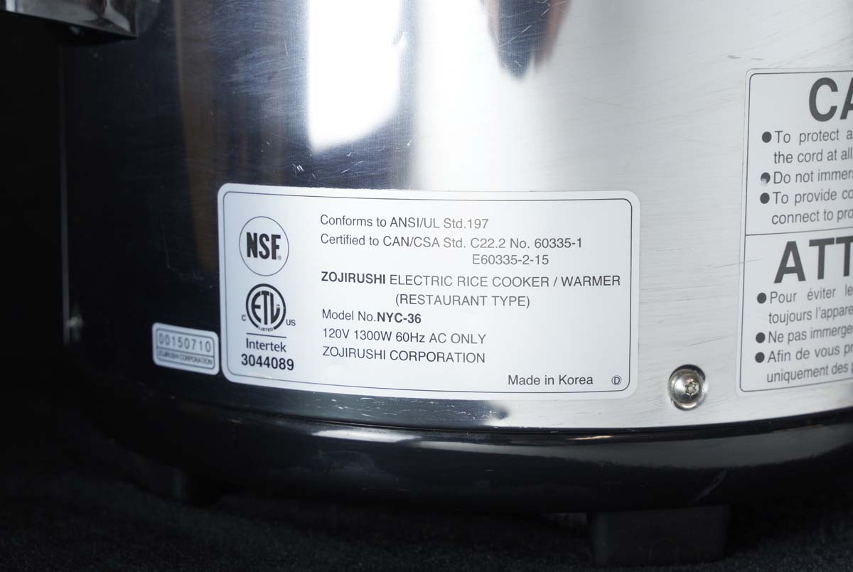 Zojirushi NYC-36 20 cup Electric Rice Cooker & Warmer - Stainless
