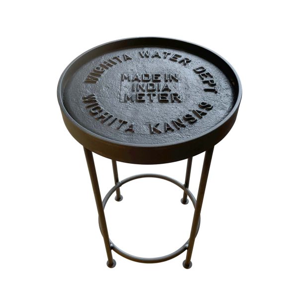 Altered Antiques - Wichita Water Dept. Water Meter Steel Side Table or Stool