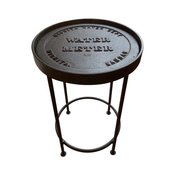 Altered Antiques - Wichita Water Dept. Water Meter Steel Stool Side Table