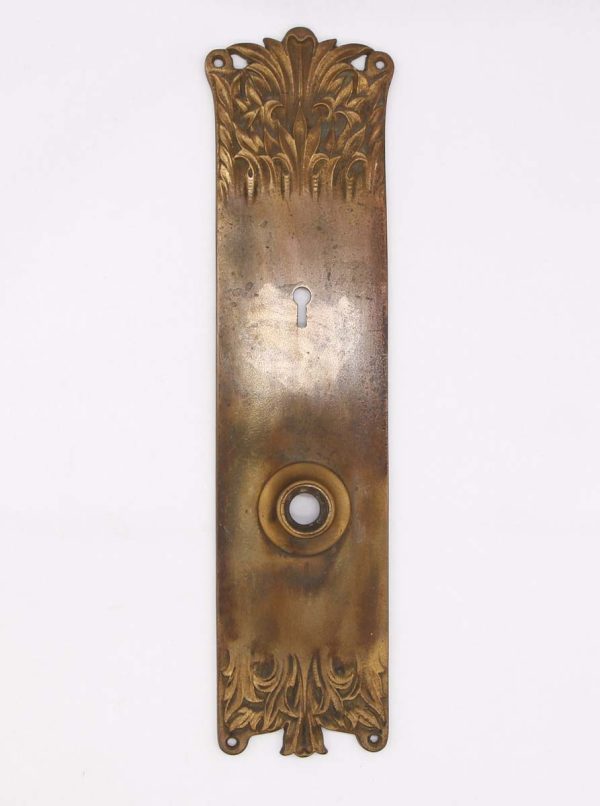 Back Plates - Antique 13 in. Romanesque Bronze Passage Door Back Plate