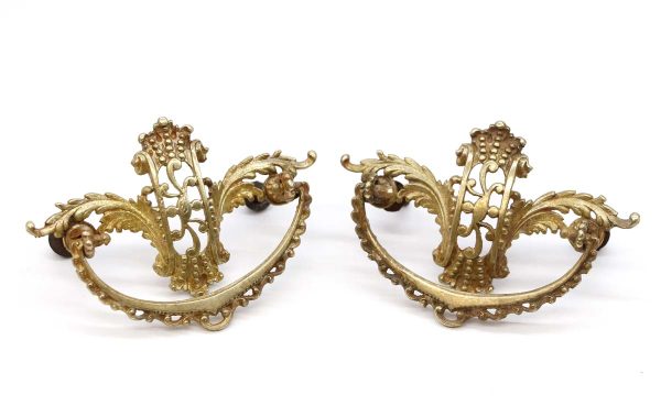 Cabinet & Furniture Pulls - Pair of French Polished Brass Cut Out Bail Drawer Pulls