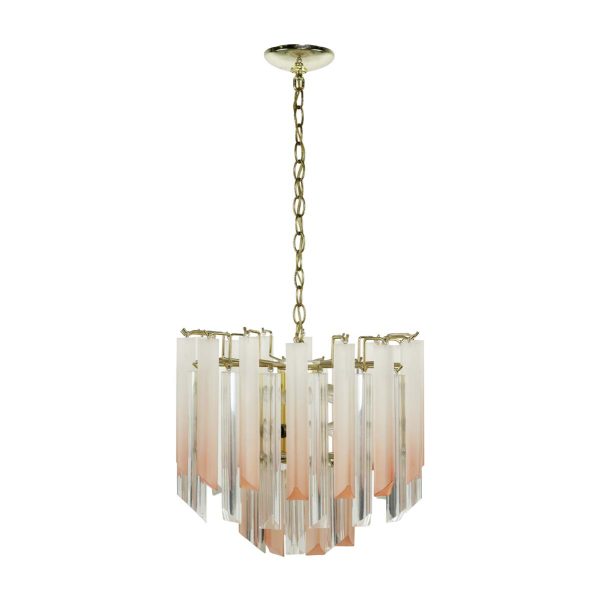 Chandeliers - Modern Clear & Pink Lucite Brass Plated Chain Chandelier