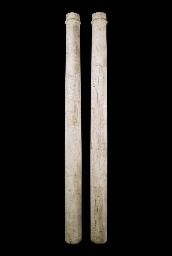 Columns & Pilasters - Pair of 87 in. White Round Solid Wood Porch Columns