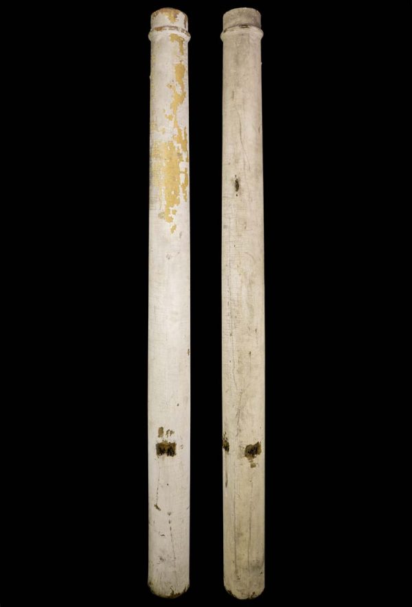 Columns & Pilasters - Pair of Reclaimed 91 in. White Round Solid Wood Columns