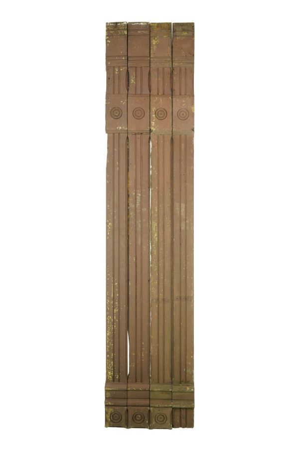 Columns & Pilasters - Reclaimed 111 in. Carved Bulls Eye Wooden Pilaster Set