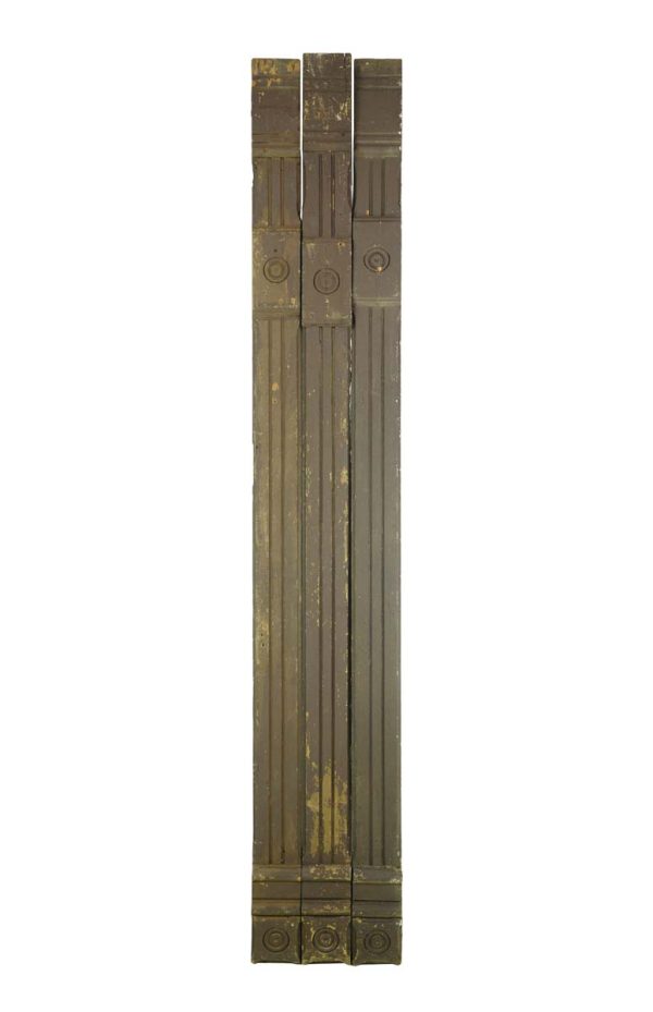 Columns & Pilasters - Reclaimed 111.5 in. Carved Bulls Eye Chestnut Wood Pilaster Set