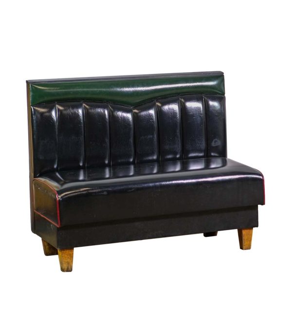 Commercial Furniture - Vintage Black & Green Vinyl Restaurant Booth Seat