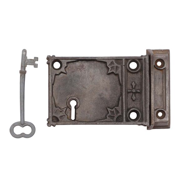 Door Locks - Antique Cast Iron Door Mortise Rim Lock with Key