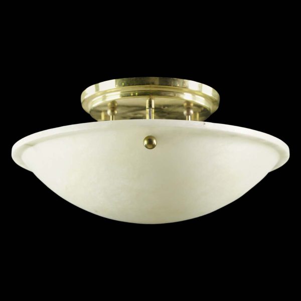 Flush & Semi Flush Mounts - Modern Round White Cast Glass Polished Brass Flush Mount Light