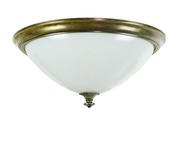 Flush & Semi Flush Mounts - Roman Etched Glass Shade 14 in. Brass Flush Mount Light