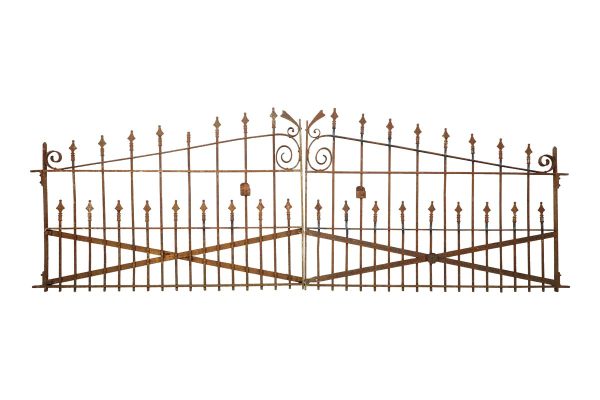 Gates - Reclaimed 117 in. W Spear and  Bar Wrought Iron Double Driveway  Gates