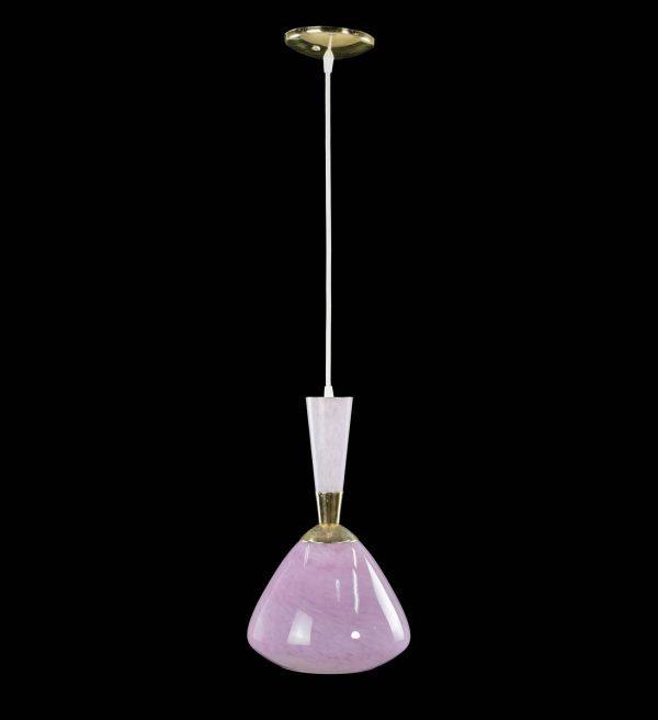 Globes - Mid Century Pink Glass White Cord Pendant Light