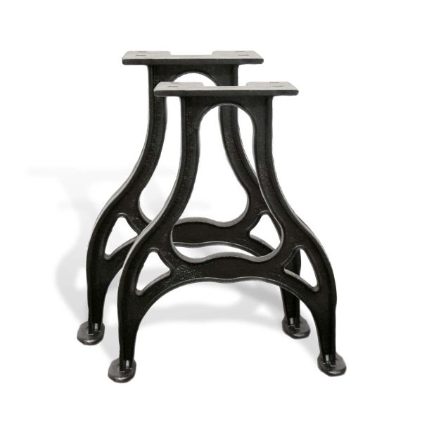 Industrial Machine Legs - Pair of Finished Pear Shaped Industrial Machine Cast Iron Table Legs