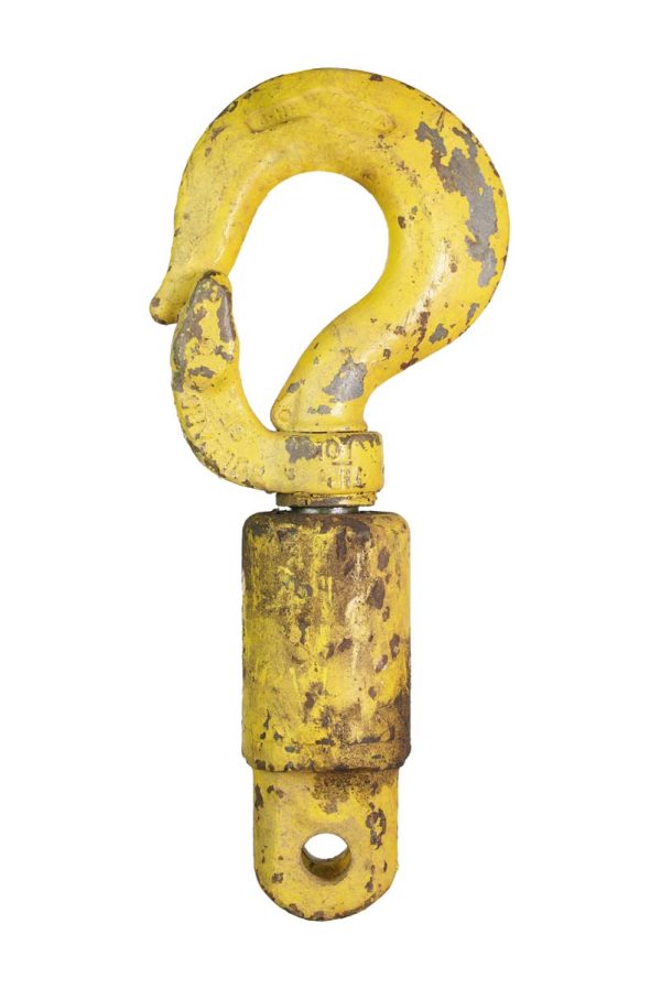 Industrial - Vintage 14.75 in. Yellow Industrial Steel Hook