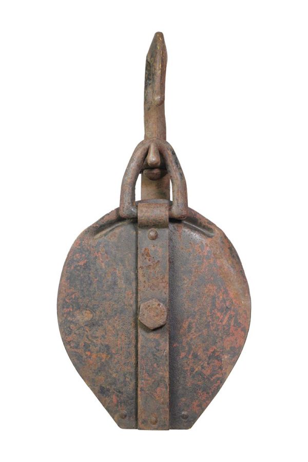 Industrial - Vintage 26.5 in. Steel Hook Pulley with 13 in. Wheel