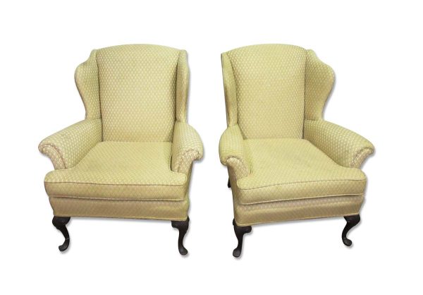 Living Room - Pair of Vintage Cream Colored Accent Arm Chairs
