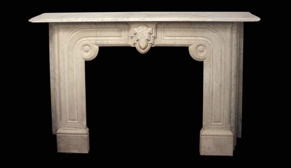 Marble Mantel - Art Deco 1920s Carved Marble Mantel with Geometric Details