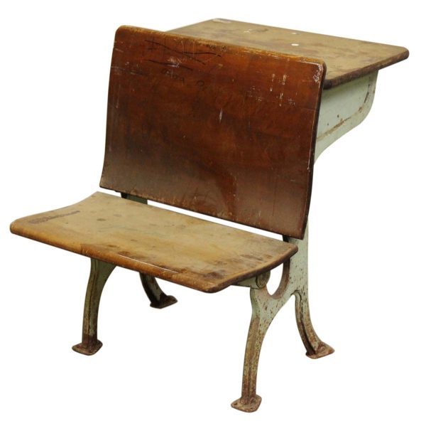 Office Furniture - Antique Grade School Row Desk & Chair Combo