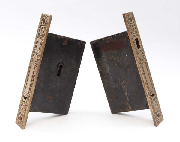 Pocket Door Hardware - Pair of Antique Aesthetic Brass & Cast Iron Pocket Door Mortise Locks