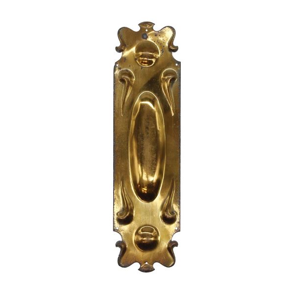 Push Plates - Vintage 10 in. Art Nouveau Polished Brass Door Push Plate