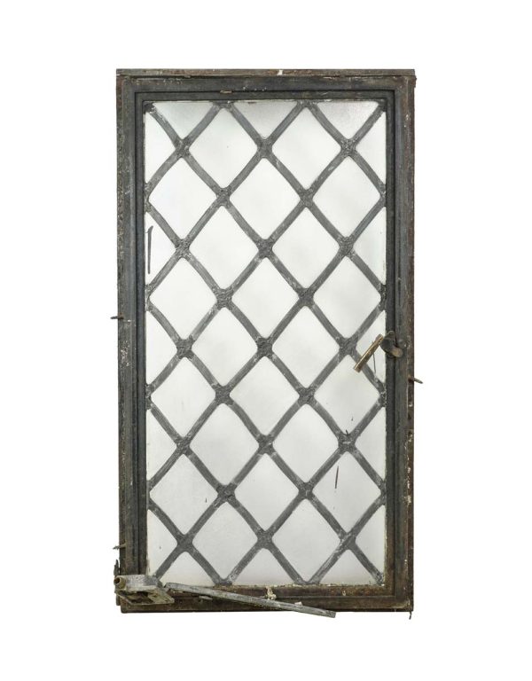 Reclaimed Windows - Reclaimed Diamond Leaded Glass Casement Window 36 x 20