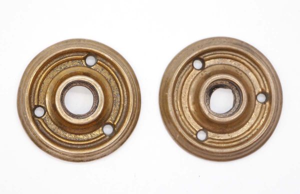 Rosettes - Pair of Vintage 2.125 in. Cast Brass Concentric Door Rosettes