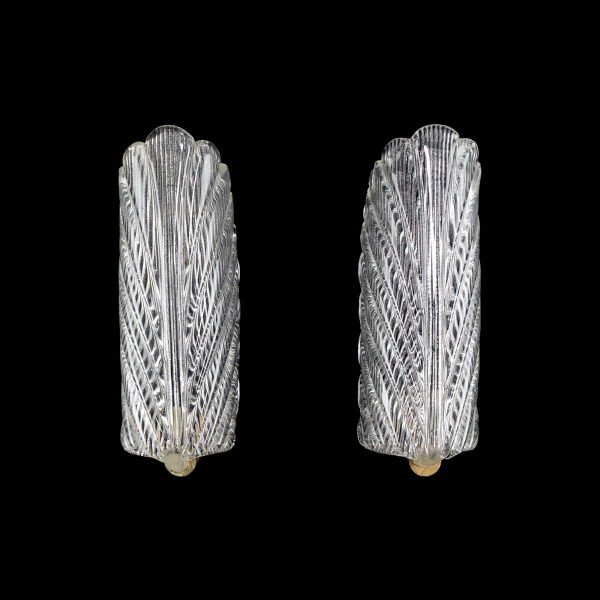 Sconces & Wall Lighting - Pair of Art Deco Clear Glass 12 in. Wall Sconces